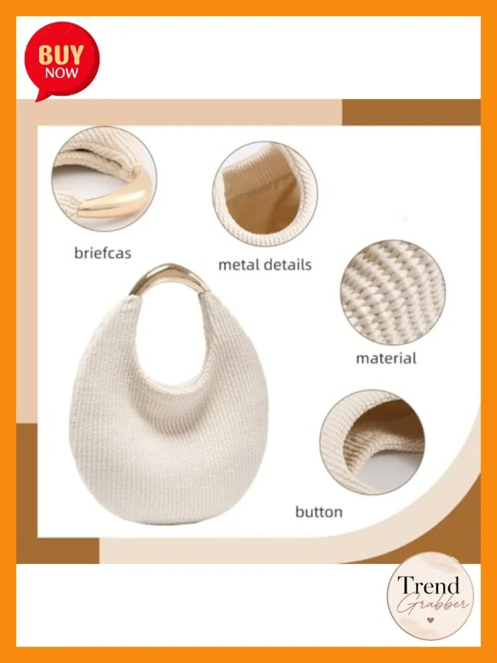 Straw Crescent Hobo Tote - Handmade Woven Shoulder Bag